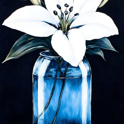 Petals In Glass Reflection Canvas Wall Art