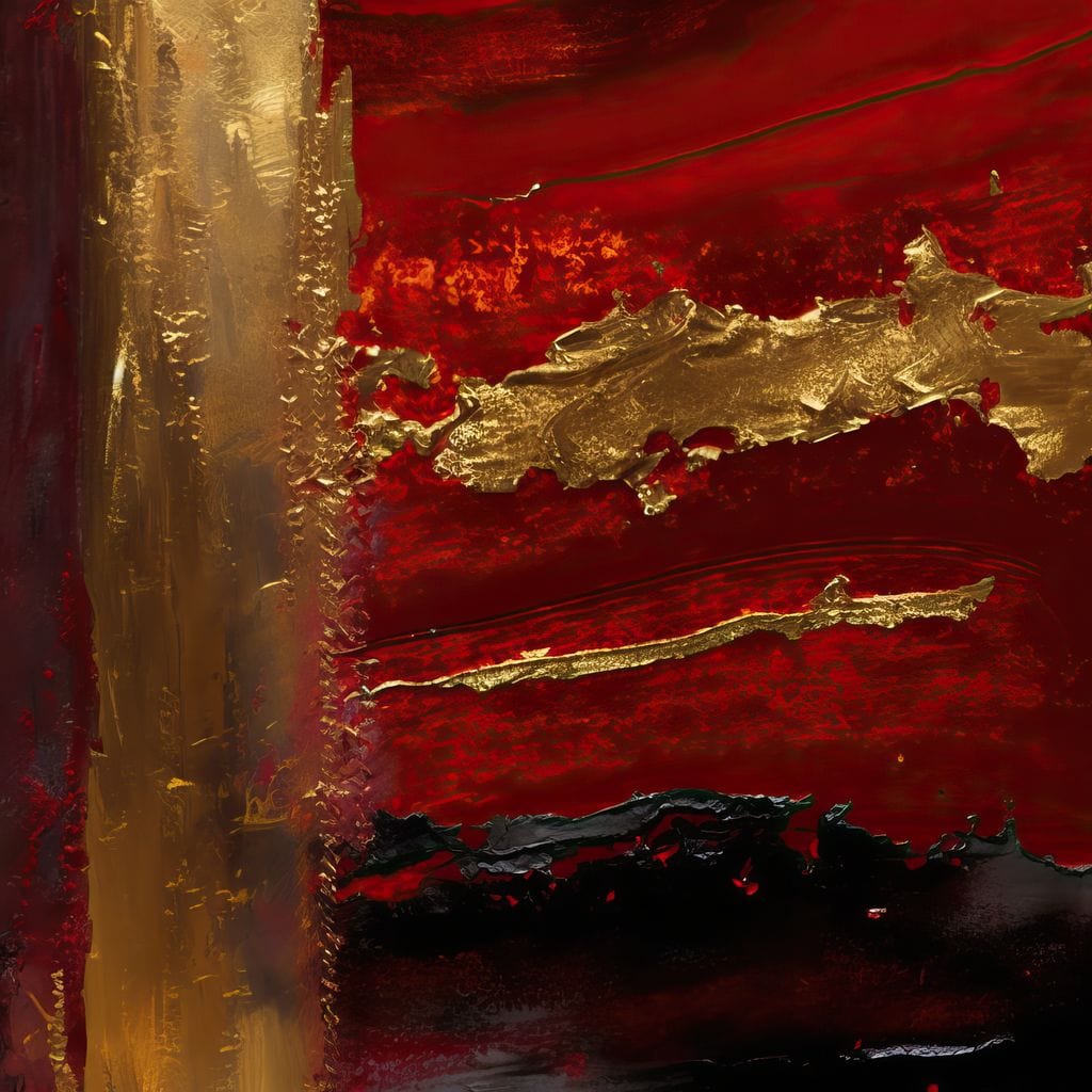 The Lush Layers Collection: Dark Red & Gold 04 Canvas Wall Art