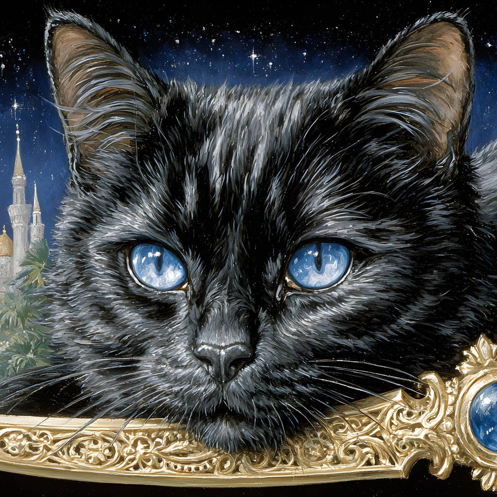 Moonlit Panther Of Golden Minarets Canvas Wall Art