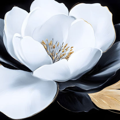 White Petals Night Blossom Canvas Wall Art