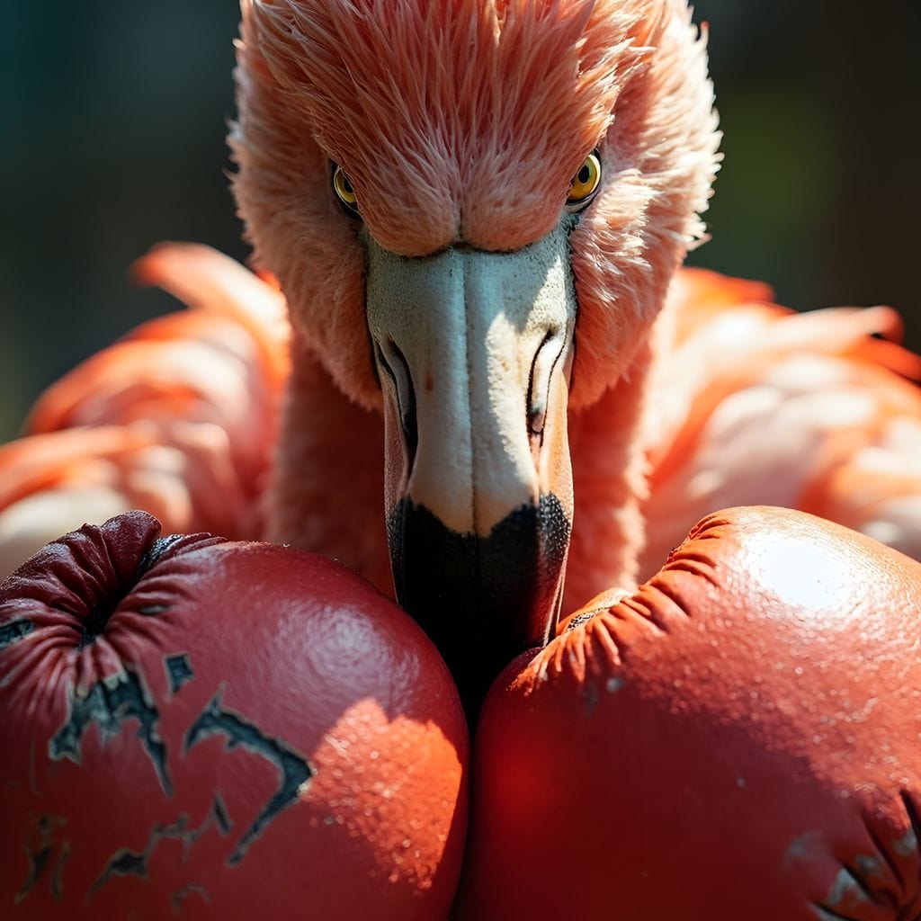 Flamingo Pugilist Canvas Wall Art
