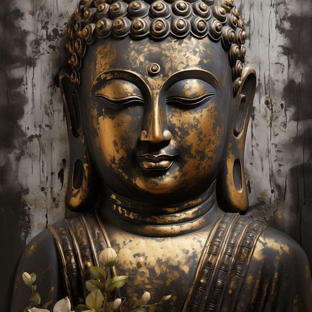 Golden Gaze of the Buddha Canvas Wall Art