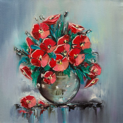 Vase with Poppies Canvas Wall Art
