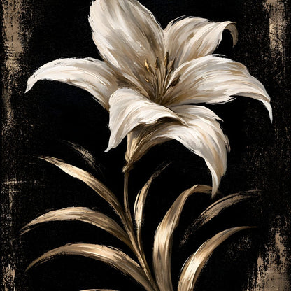 Gilded Petals Upon Nightfall Canvas Wall Art