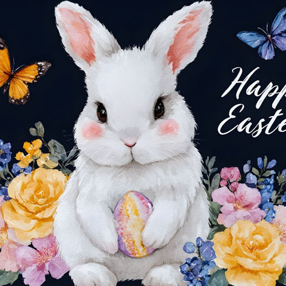 Happy Easter Bunny Watercolor Canvas Wall Art