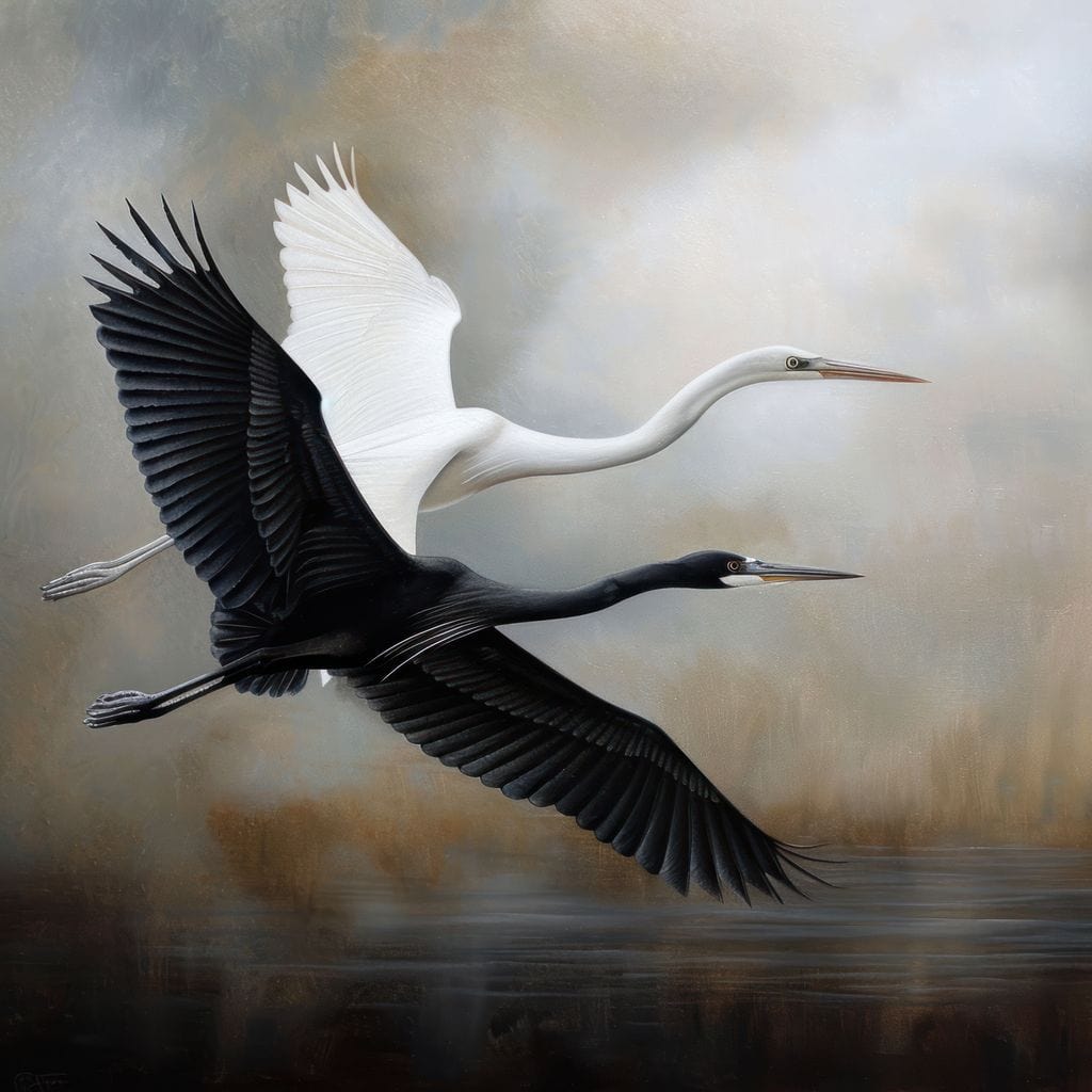 Heron Harmony Canvas Wall Art