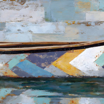 Patchwork Canoe Reflections Canvas Wall Art