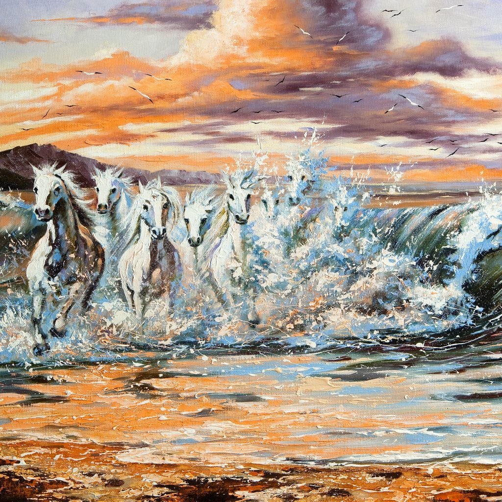 Horses Splash Canvas Wall Art