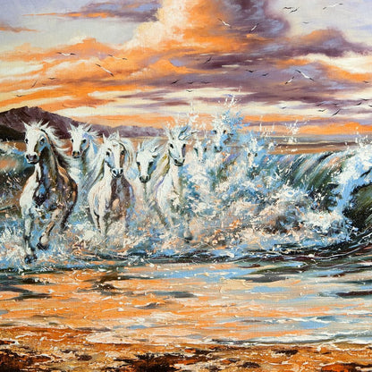 Horses Splash Canvas Wall Art