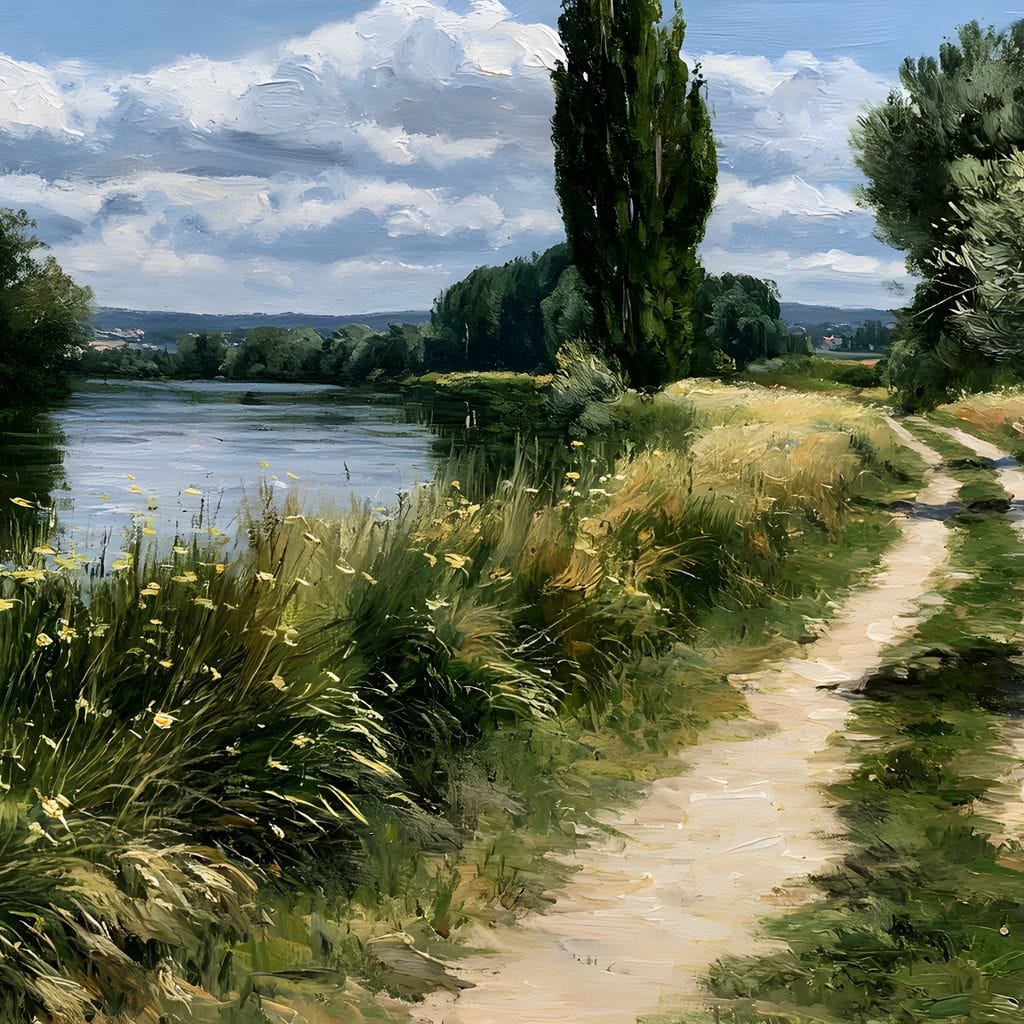 Walking Towards The Summer Riverbank Canvas Wall Art