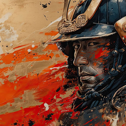 Samurai Solitude in Battle Canvas Wall Art