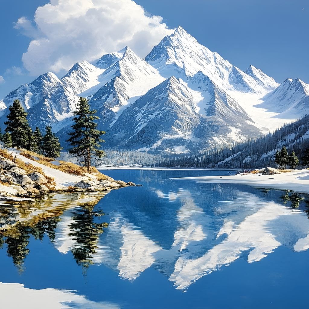 Mountain Reflections Tranquil Canvas Wall Art
