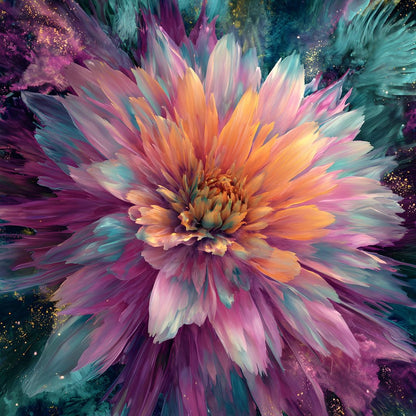 Galactic Petal Burst Canvas Wall Art