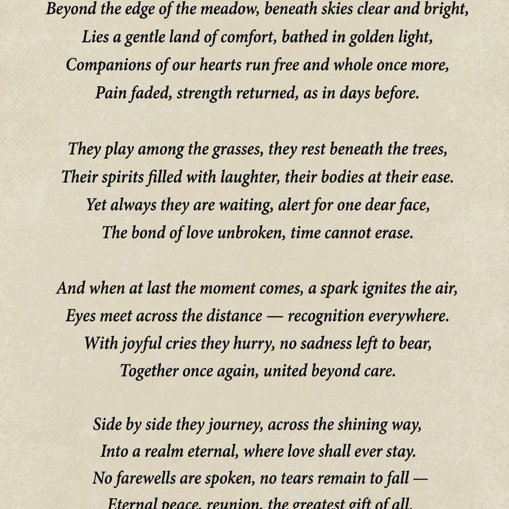 Rainbow Bridge Poem Canvas Wall Art
