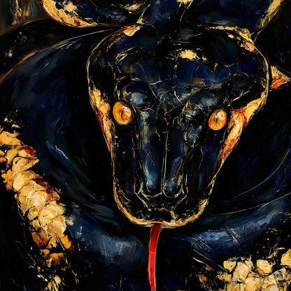 Gilded Coil Of Midnight Power Canvas Wall Art