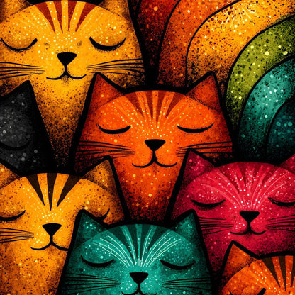 Dreamy Feline Kaleidoscope Canvas Wall Art