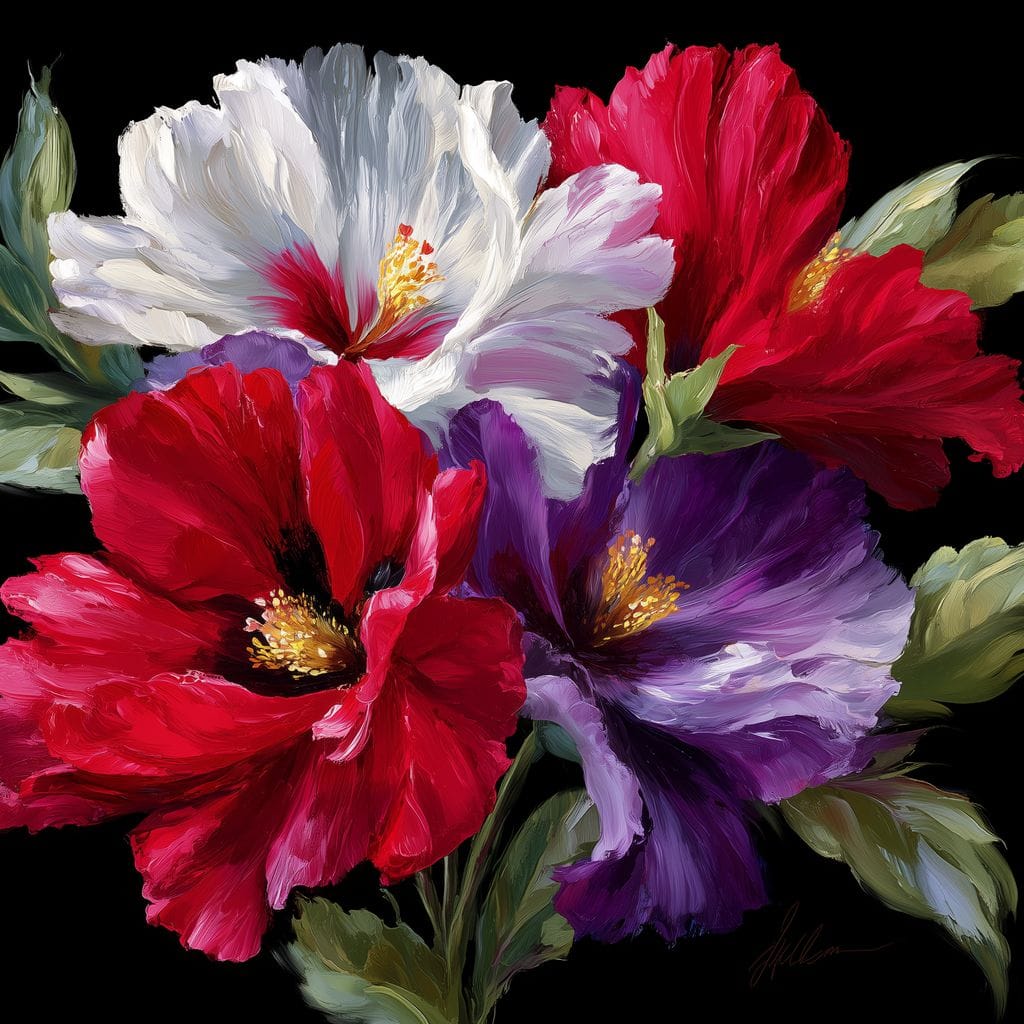 Velvet Peony Trio Bouquet Canvas Wall Art