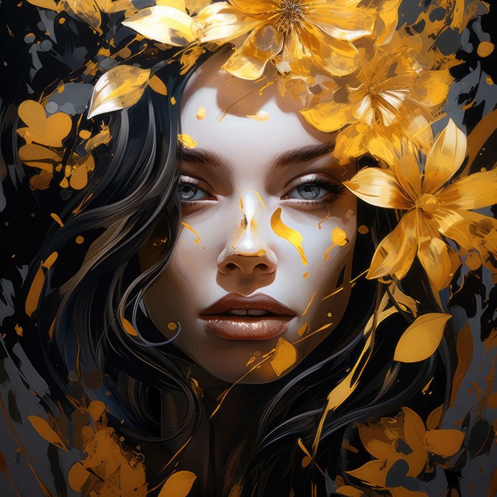 Golden Petal Crown Canvas Wall Art