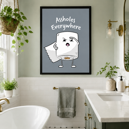 Assholes Everywhere Funny Bathroom Canvas Wall Art