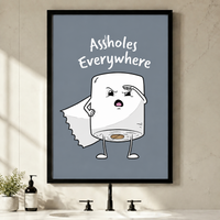 Assholes Everywhere Funny Bathroom Canvas Wall Art
