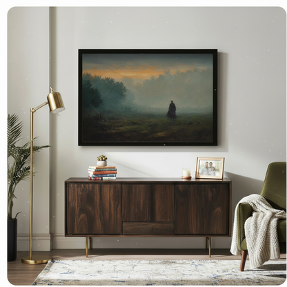 Moody Solitary Figure Landscape Oil Painting Canvas
