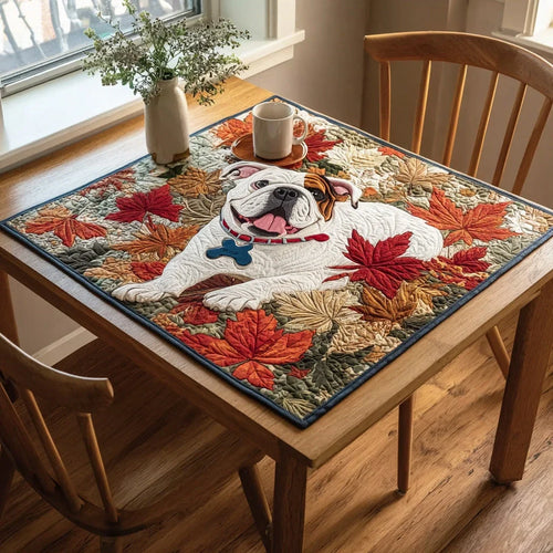 Autumn Bulldog Table Topper