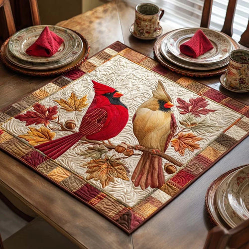 Autumn Cardinals Quilted Table Topper