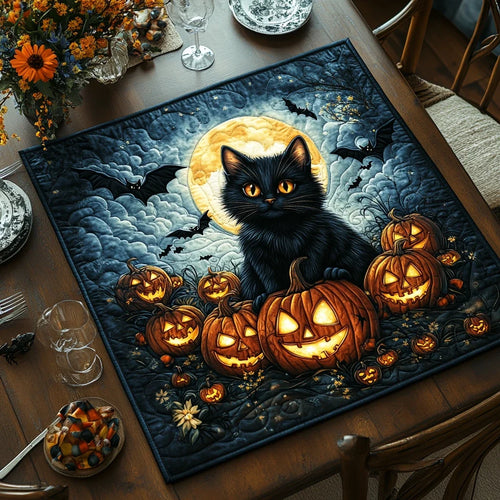 Autumn Cat Quilted Table Topper