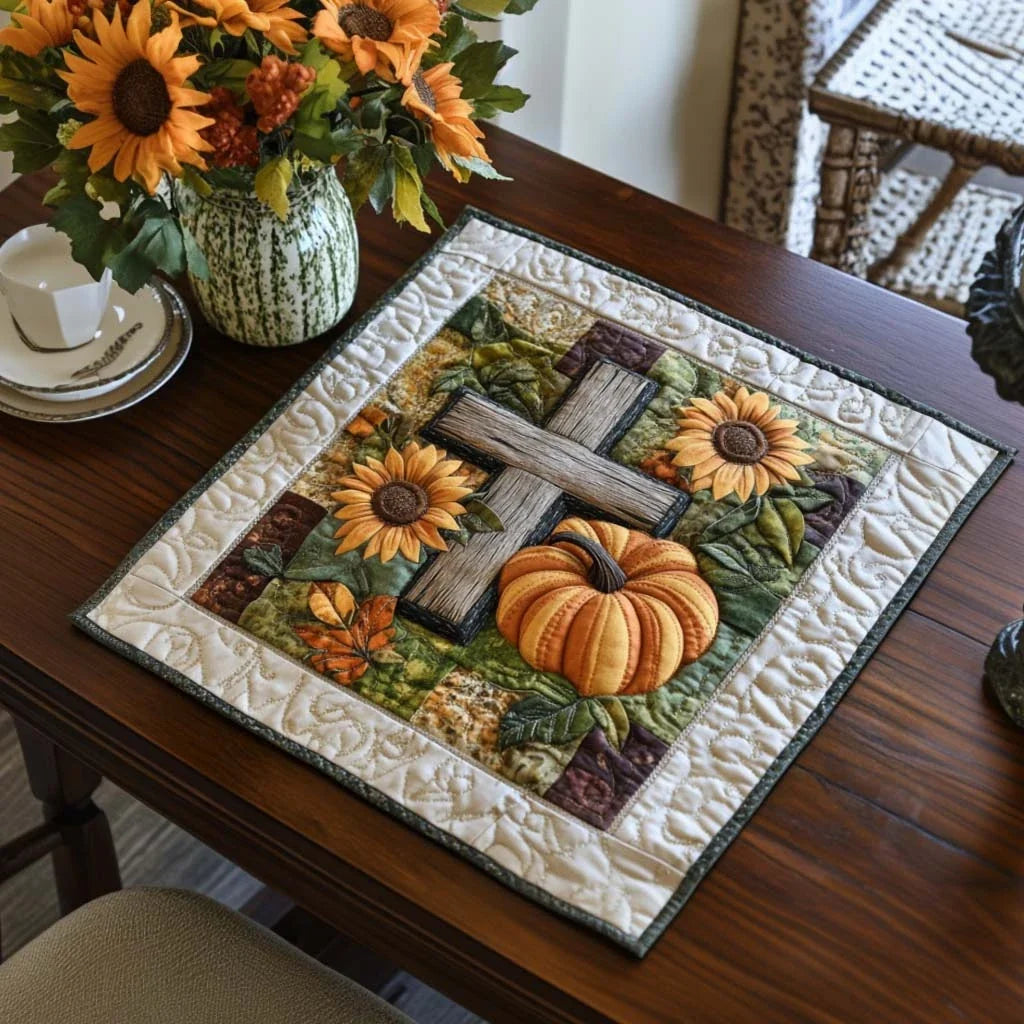 Autumn Cross Beauty Quilted Table Topper