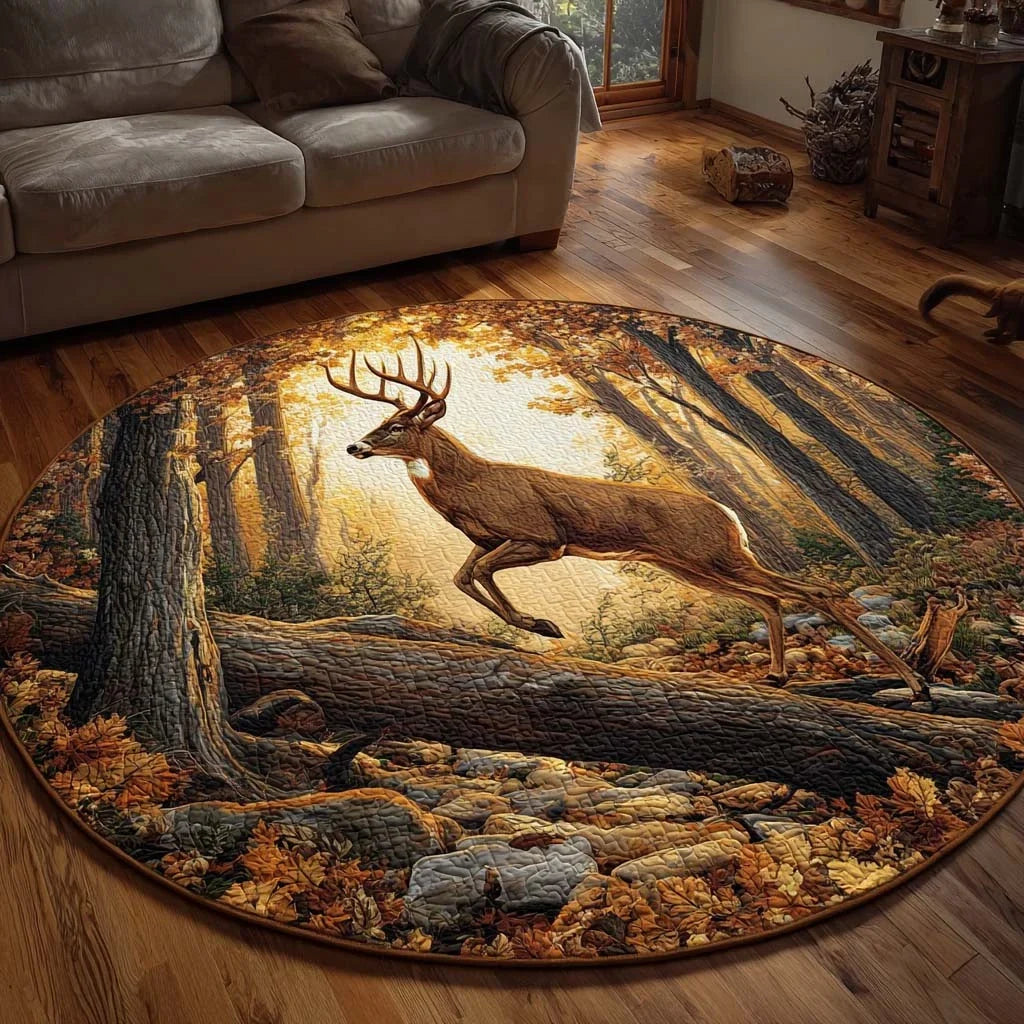 Autumn Deer Quilted Round Mat