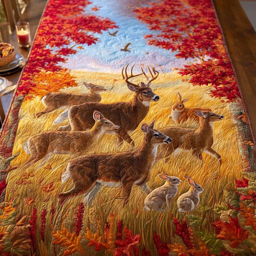 Autumn Deer Quilted Table Runner