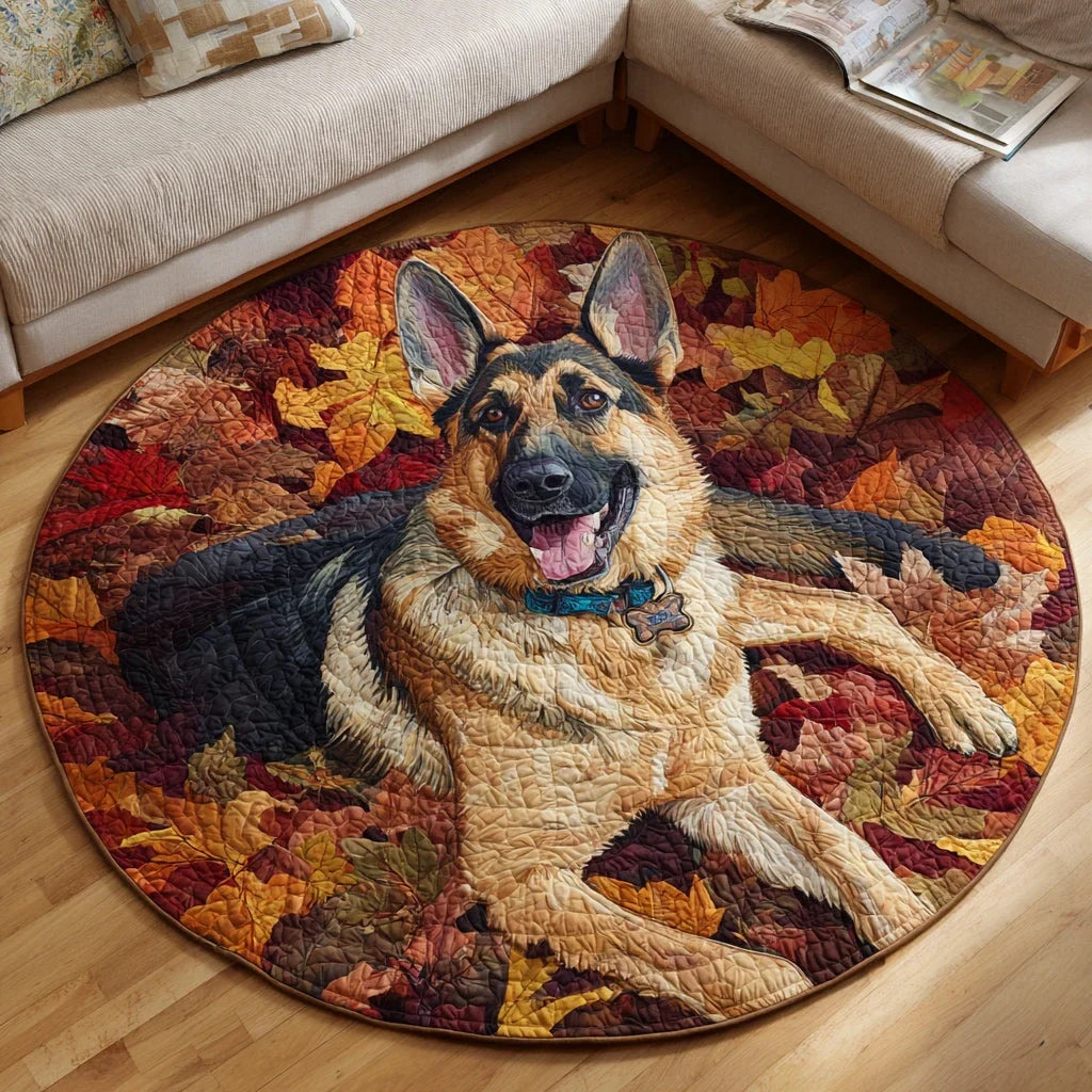Autumn German Shepherd Quilted Round Mat