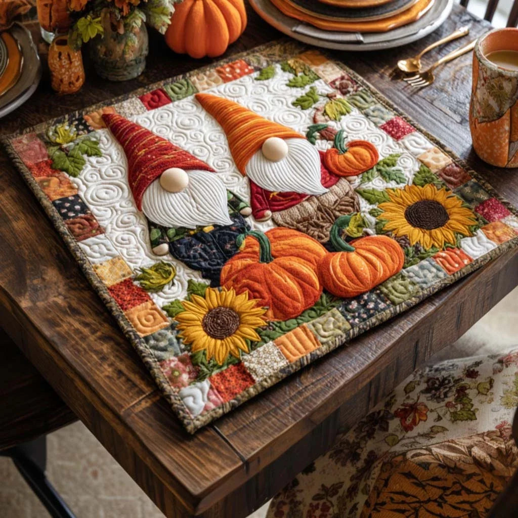 Autumn Gnome Blessings Quilted Table Topper