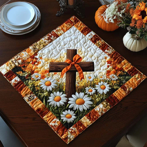 Autumn Grace Cross Quilted Table Topper