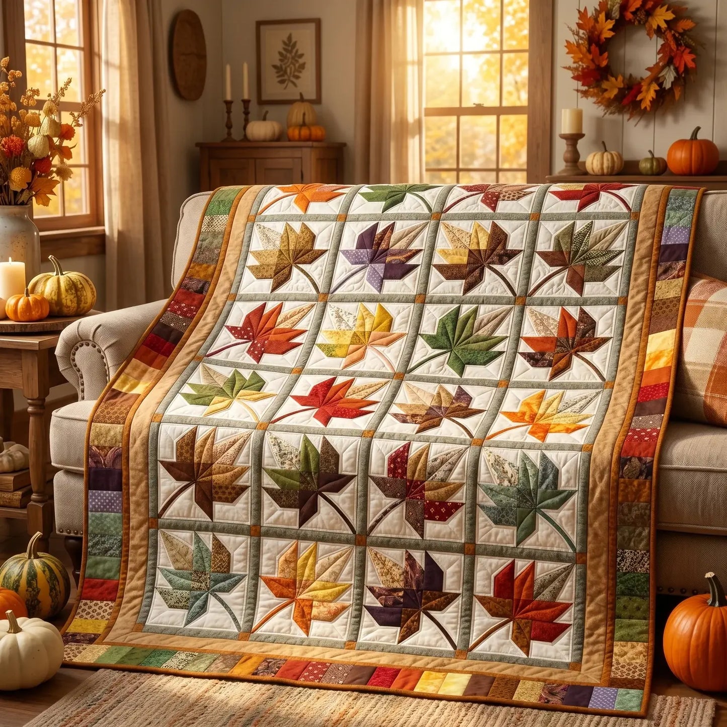 Autumn Leaves Quilt Blanket