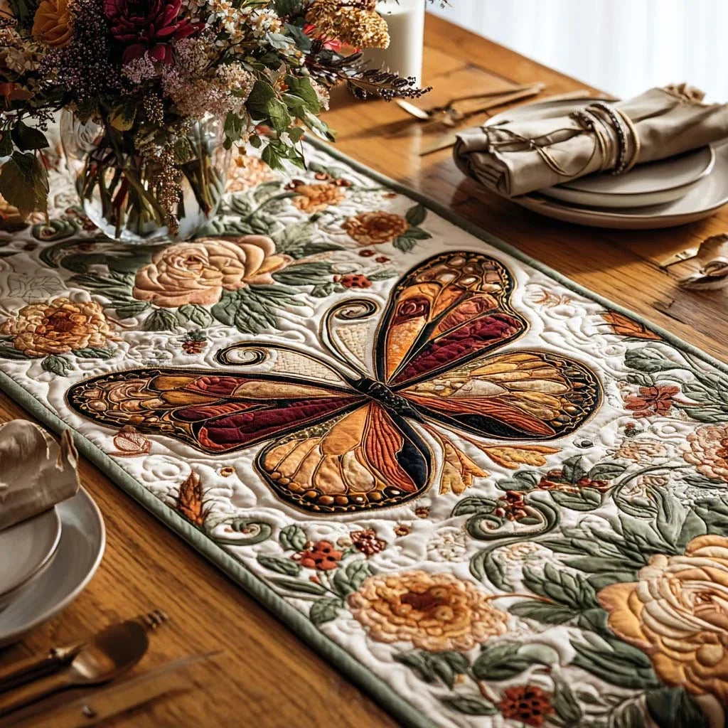 Autumn Monarch Quilted Table Runner