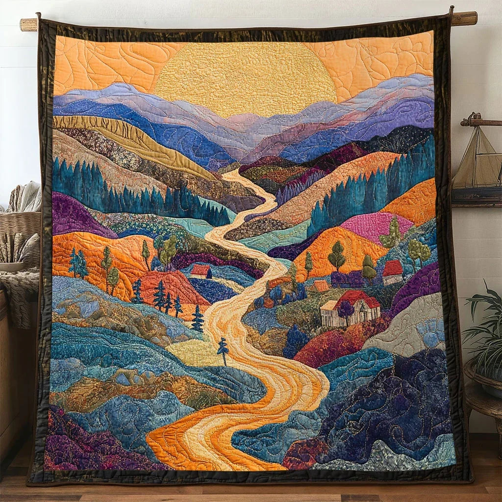 Autumn Mountain Ranges Quilt Blanket