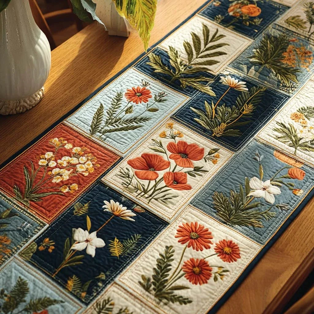 Autumn Patchwork Quilted Table Runner