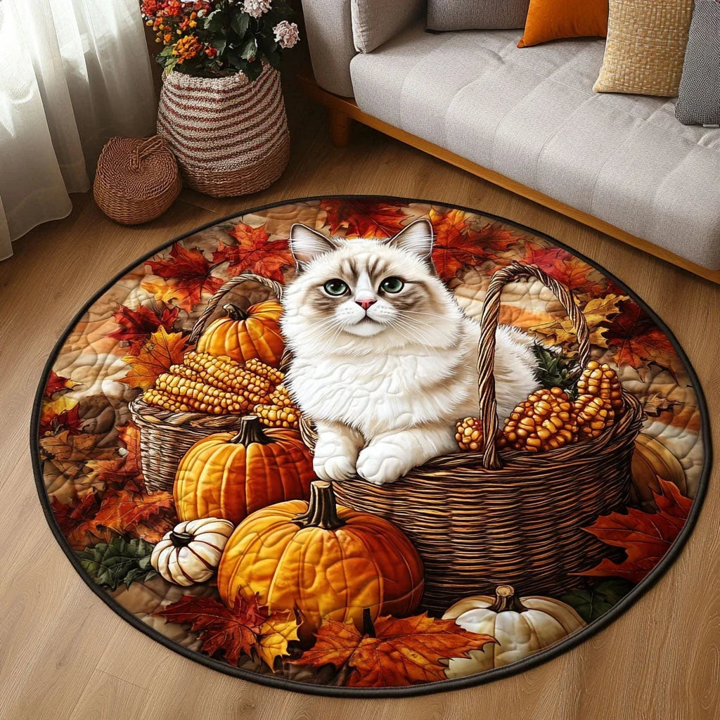 Autumn Paws Paradise Quilted Round Mat