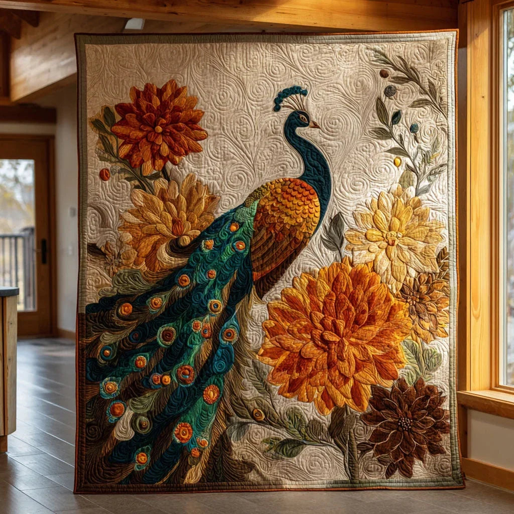Autumn Peacock Quilt Blanket