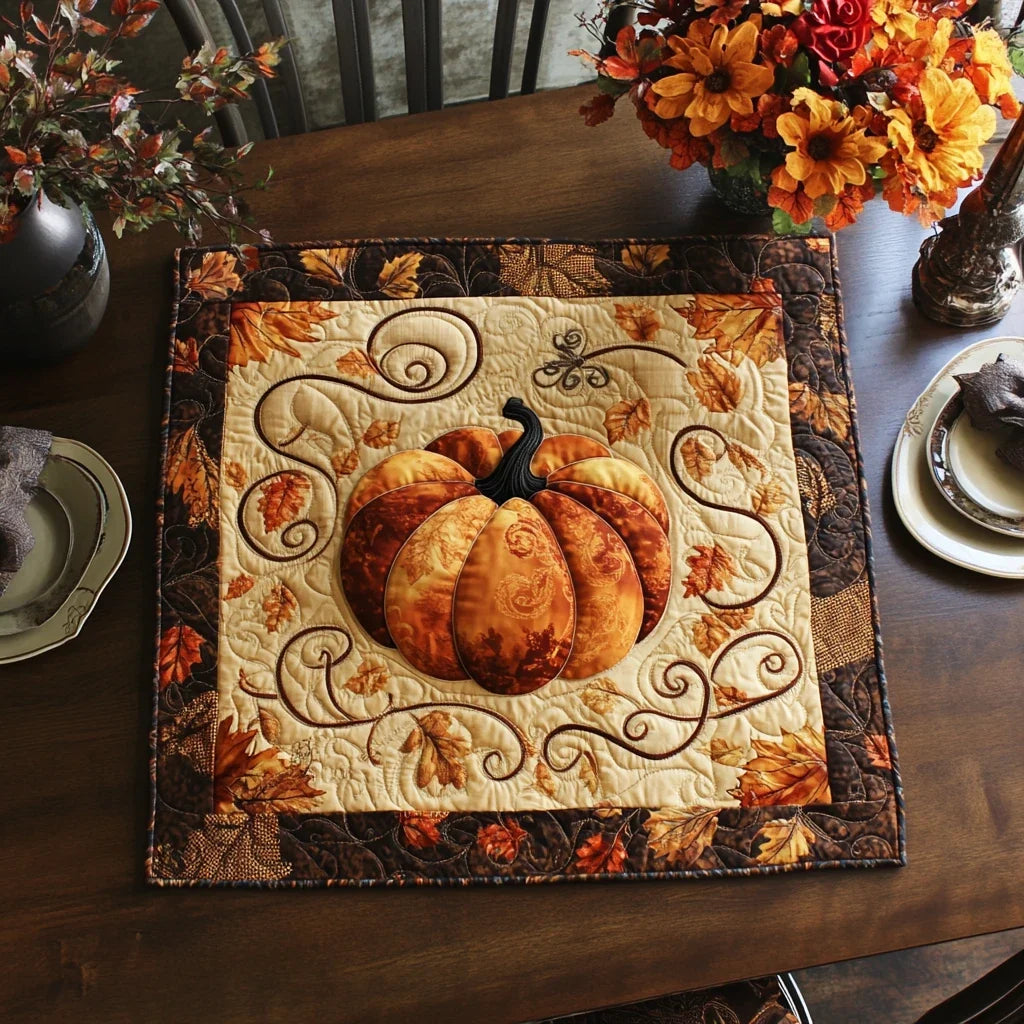 Autumn Pumpkin Quilted Table Topper
