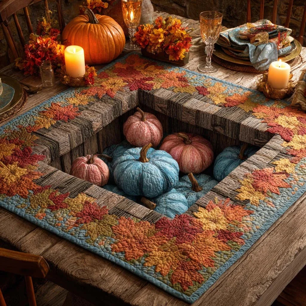 Autumn Pumpkins Quilted Table Topper