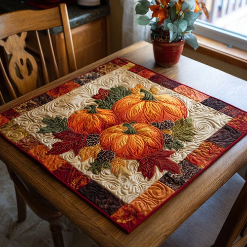 Autumn Pumpkins Quilted Table Topper