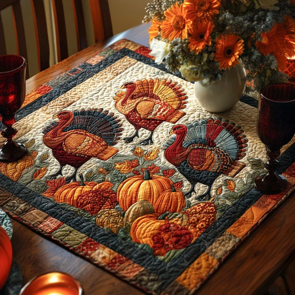 Autumn Roost Quilted Table Topper