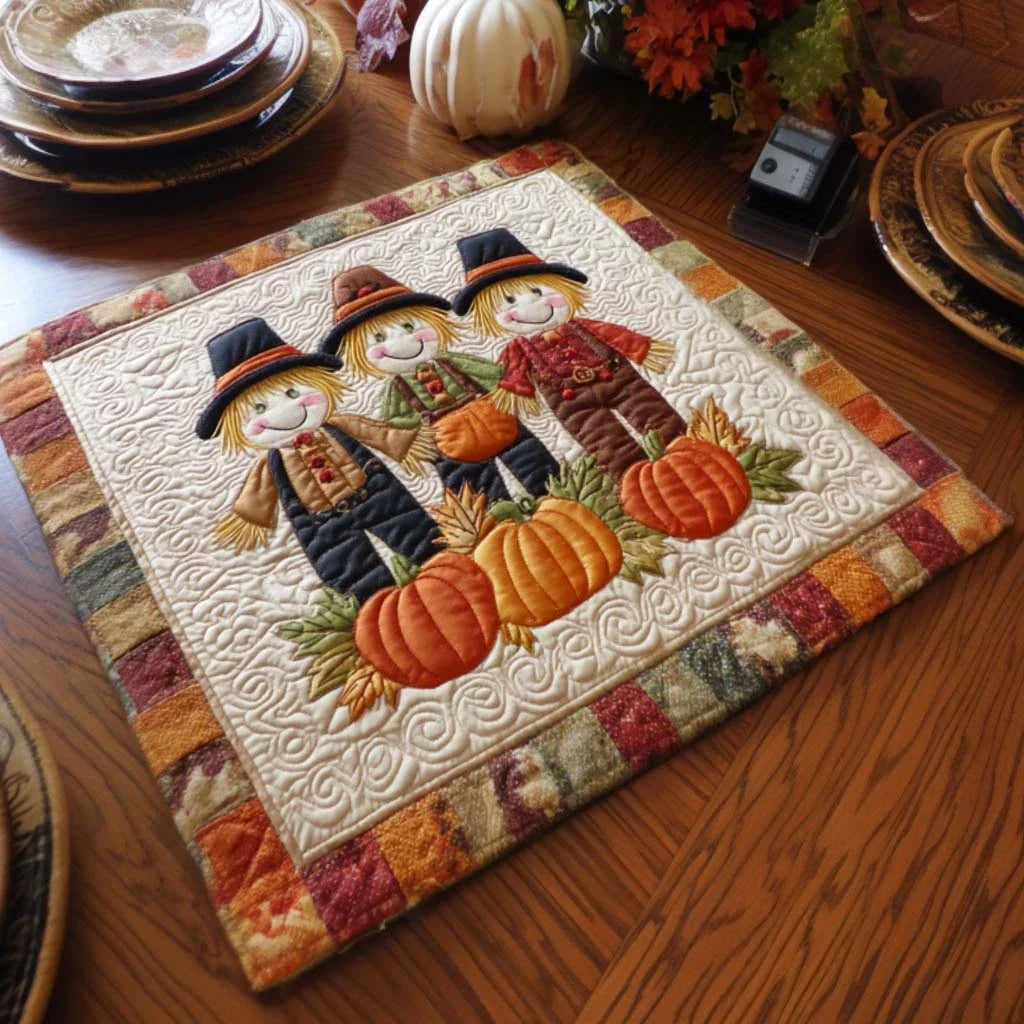 Autumn Scarecrow Days Quilted Table Topper