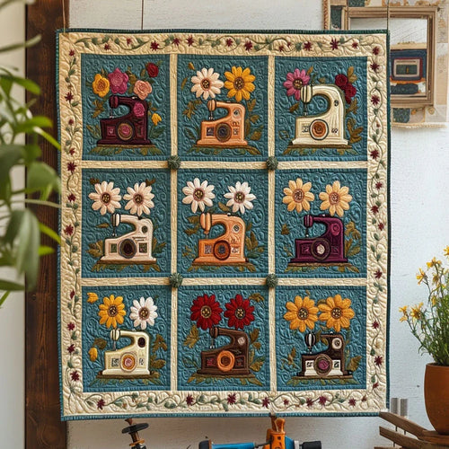 Autumn Sewing Machine Quilt Blanket