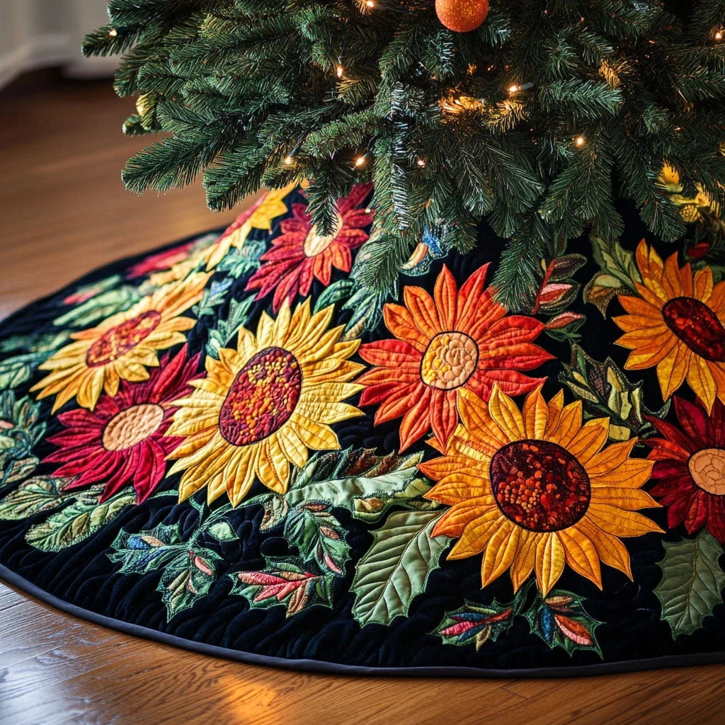 Autumn Sun Parade Quilted Christmas Tree Skirt