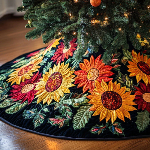 Autumn Sun Parade Quilted Christmas Tree Skirt