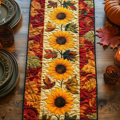 Autumn Sunflower Flair Quilted Table Runner