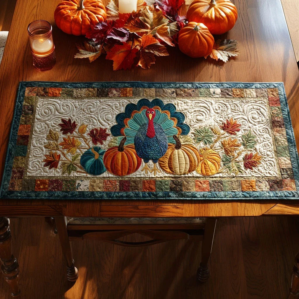 Autumn Turkey Quilted Table Runner